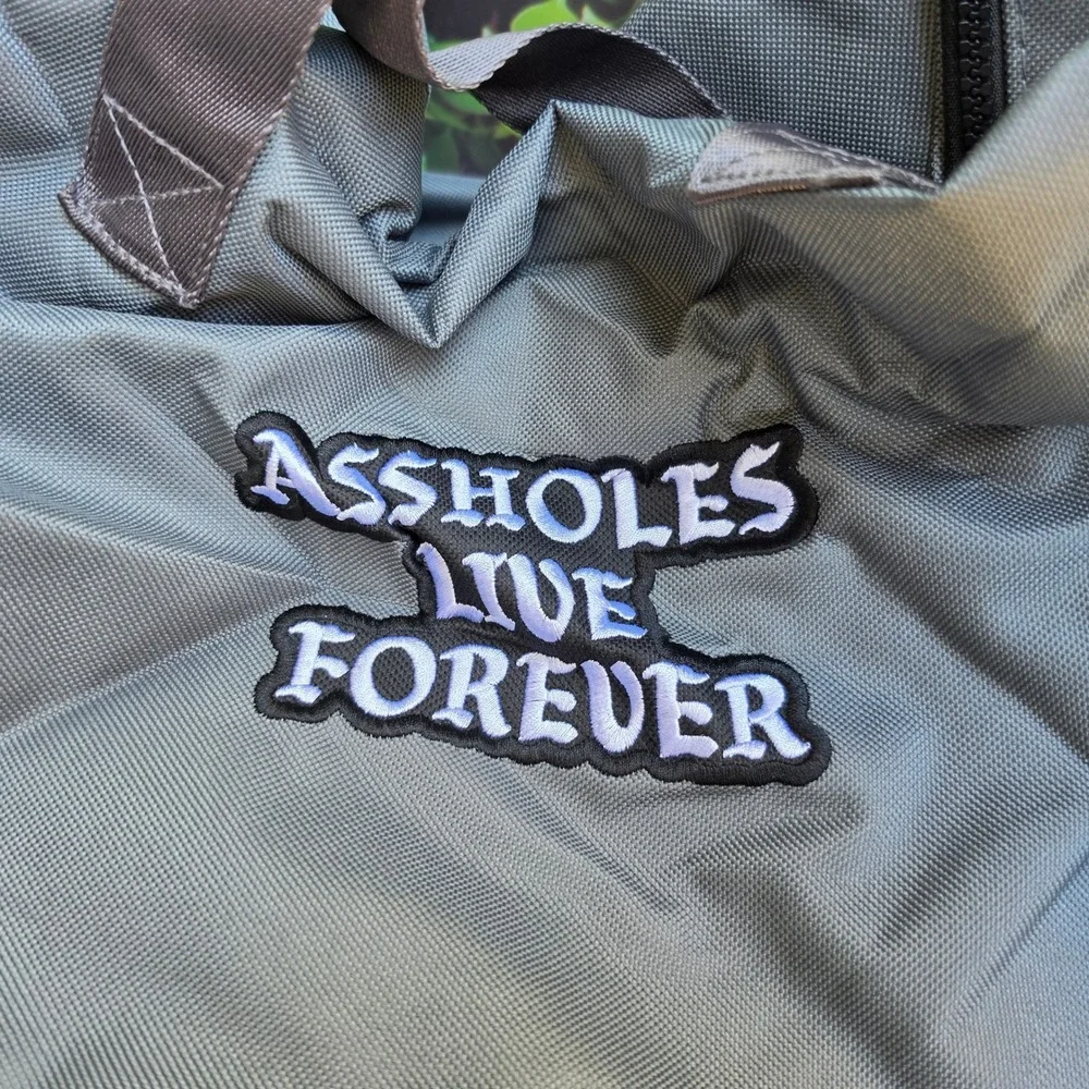 Assholes Live Forever Emotional Baggage Duffle Bag Grey Travel Gym Weekender